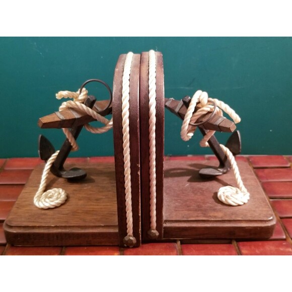 Vintage Mid Century Napcoware Nautical Ship Anchors Bookends Made In Japan - Picture 3 of 7